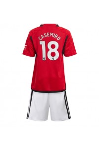 Manchester United Casemiro #18 Babyklær Hjemme Fotballdrakt til barn 2023-24 Korte ermer (+ Korte bukser)